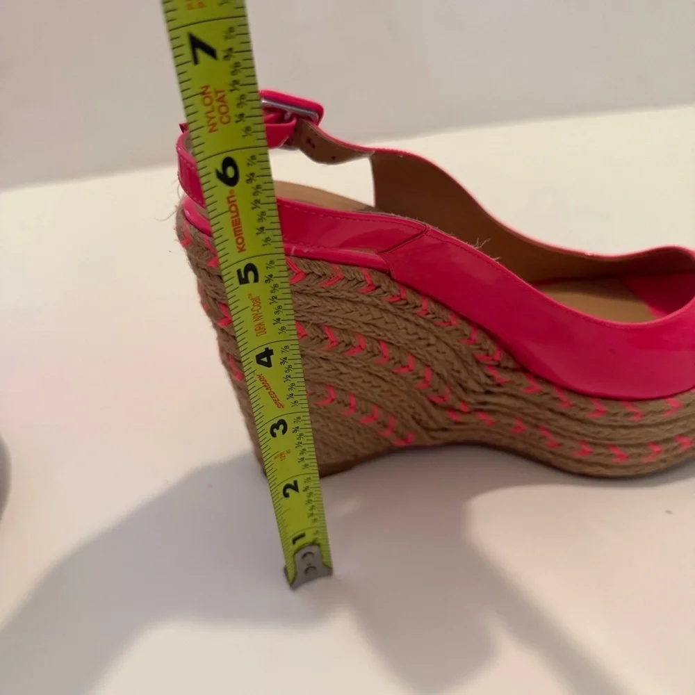 Valentino Garavani Pink Patent Leather Espadrille Wedges Fits Like 6.5
